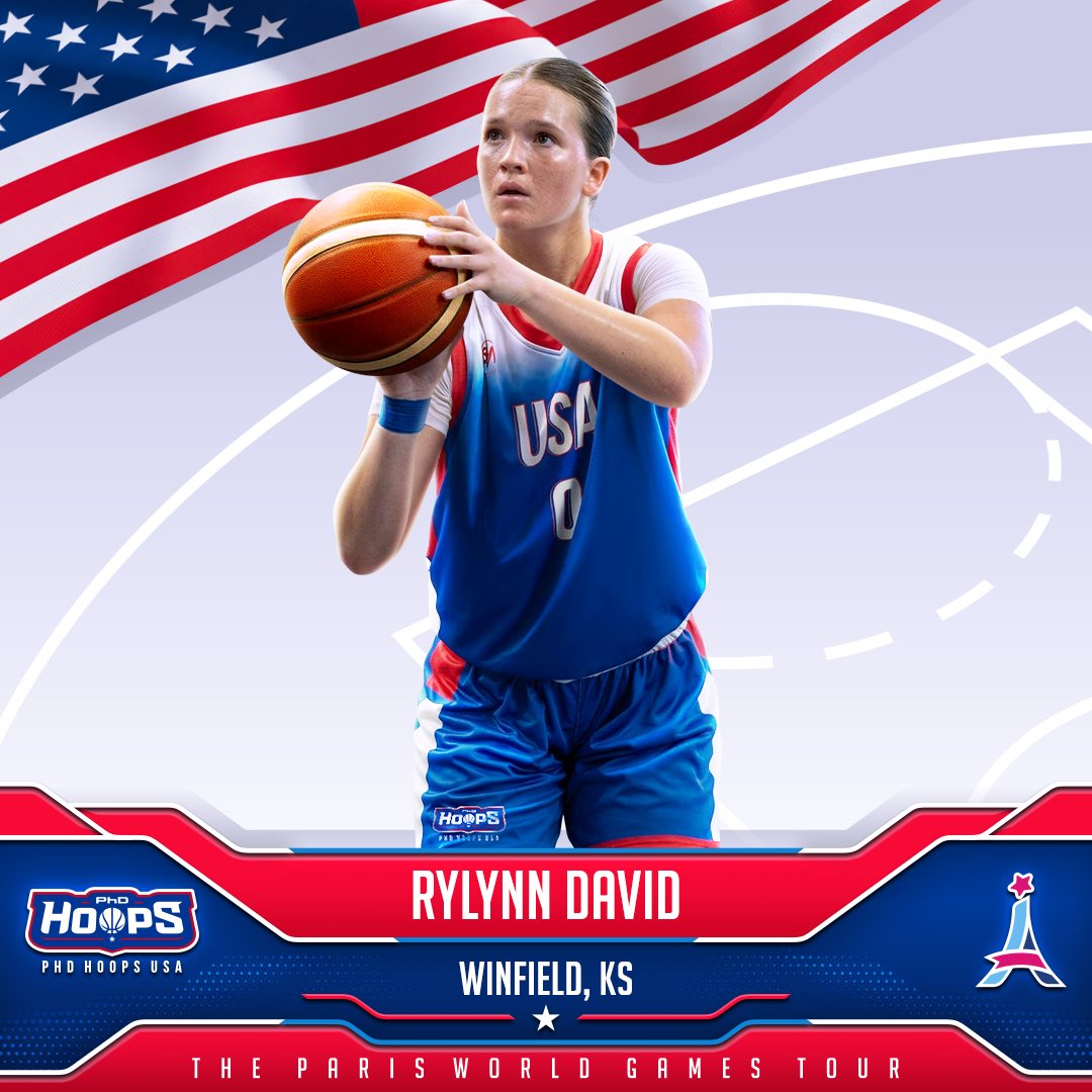 PhDHoops's tweet photo. RYLYNN DAVID (KS) IS BACK and ready to #GoForGold at the 2027 Paris World Games next June! So happy to have her playing for #PhDHoopsUSA again! 🇺🇸🏀 #RepTheUSA  @rylynnalexis7 https://t.co/Eu7E7mGFS9