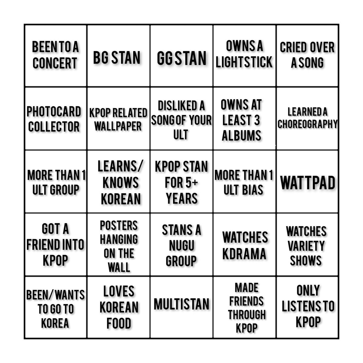 DreamCJen's tweet photo. kpop fan bingo. GO! https://t.co/GsOBbW884K
