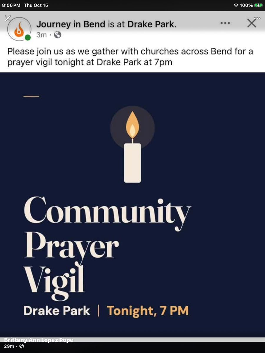 GrookGrok's tweet photo. Bend Oregon at Drake Park 7pm prayer vigil . https://t.co/NcVFHcVVi5