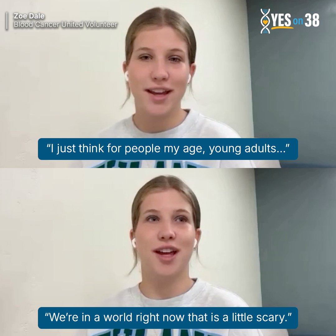 YesProp38's tweet photo. For Zoe Dale, her first election is personal.

She saw firsthand what cancer and treatment meant for her family. Now, she is using her voice and her vote to support research that can give more patients and families hope.

This November, vote YES on Prop 38: https://t.co/gAnNngwtwa