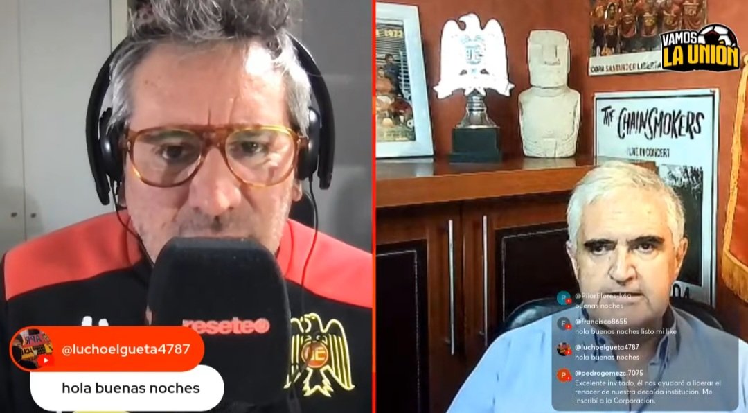 cdysUE's tweet photo. Nuestro presidente, Cristián Vizcaya, es entrevistado en el Vamos la Unión, respondiendo las preguntas de los hinchas sobre la Corporación

https://t.co/Cy2iZDxAGw https://t.co/UmMDR2Fdsp