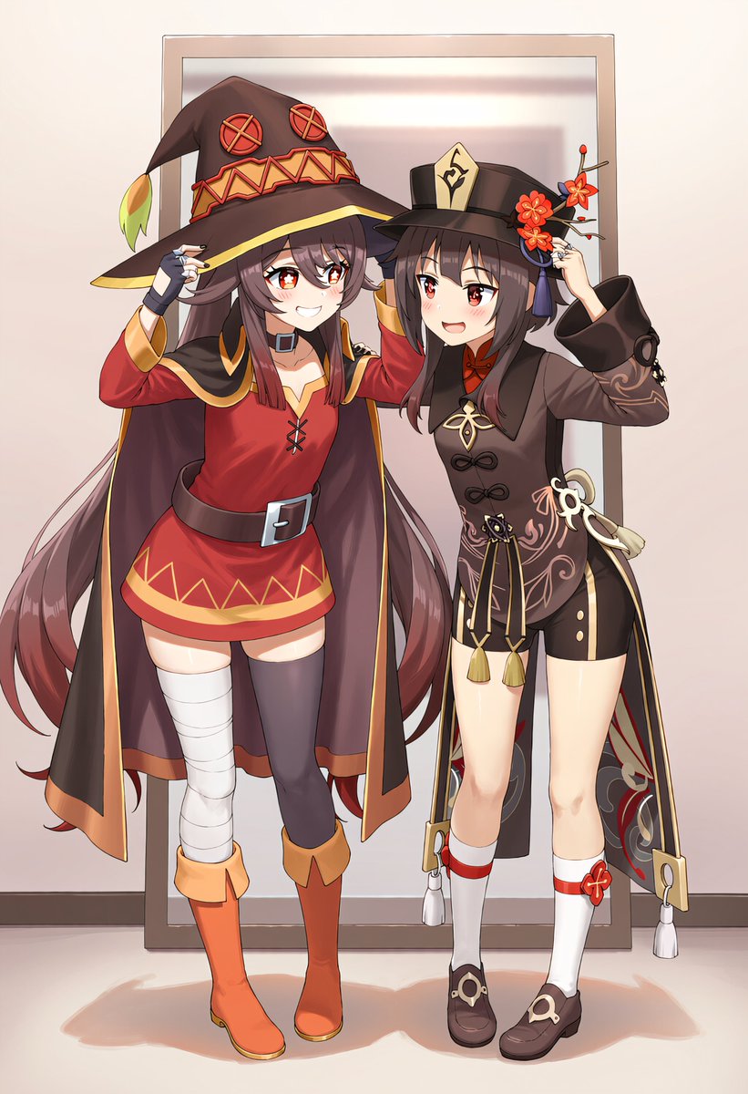 MuchModeOn's tweet photo. Megumin: "Are you sure no one will notice?"

Hu Tao: "If anything goes wrong, I'll handle the funerals! Hehe~" https://t.co/Rend2mYLrm