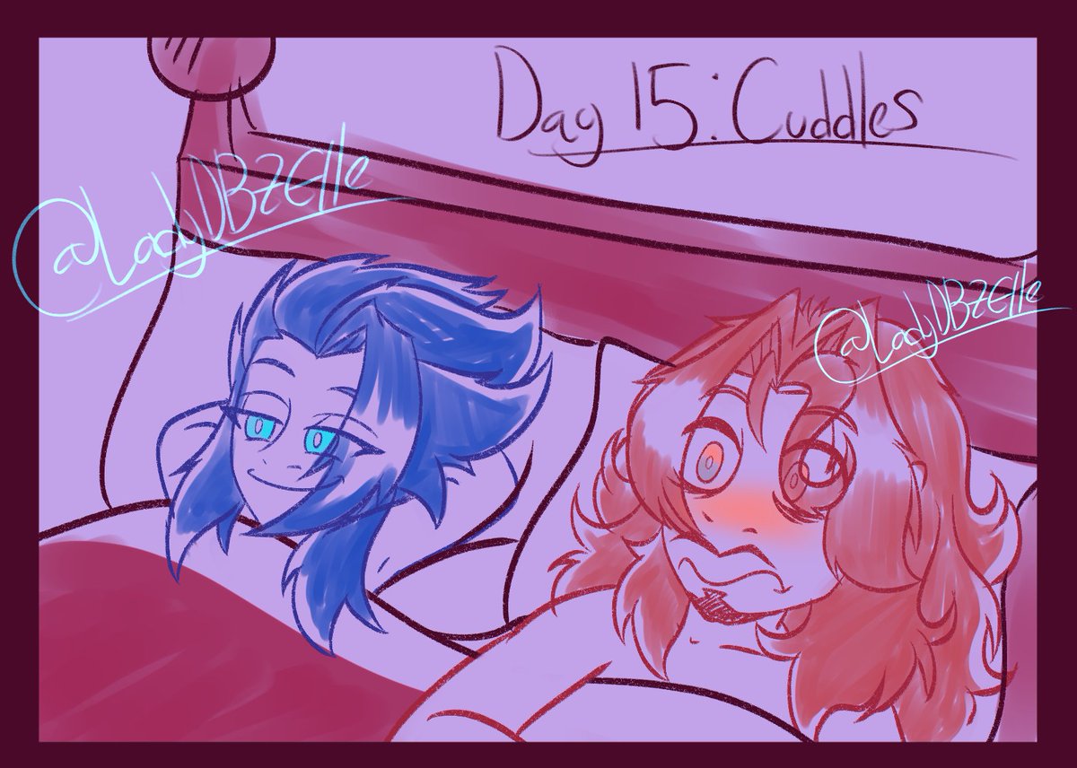 LadyDBZElle's tweet photo. #Shiptober #Clipstudiopaint #originalchacter 
Shiptober Day 15: Cuddle
I mean who hasn't done it before marriage ~ https://t.co/BvBiLO2b2C