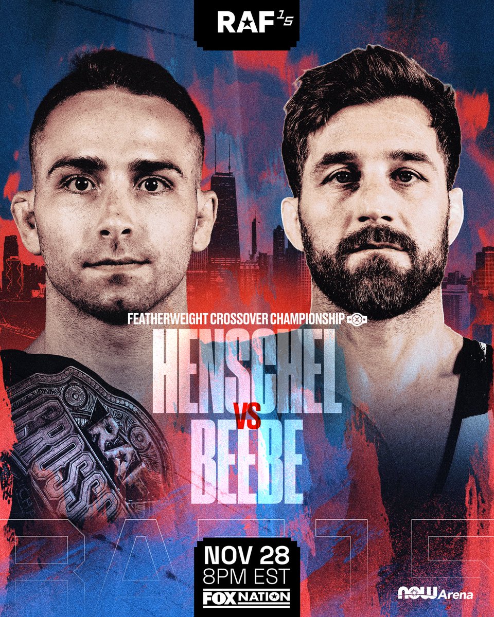 RAFWrestlingUSA's tweet photo. BELT ON THE LINE IN CHICAGO 🏆

Cayden Henschel defends his RAF Featherweight Crossover Championship against hometown hero Conor Beebe NOV 28 at #RAF15 

Tickets in bio. Watch on @foxnation https://t.co/xnSO1QjLI2