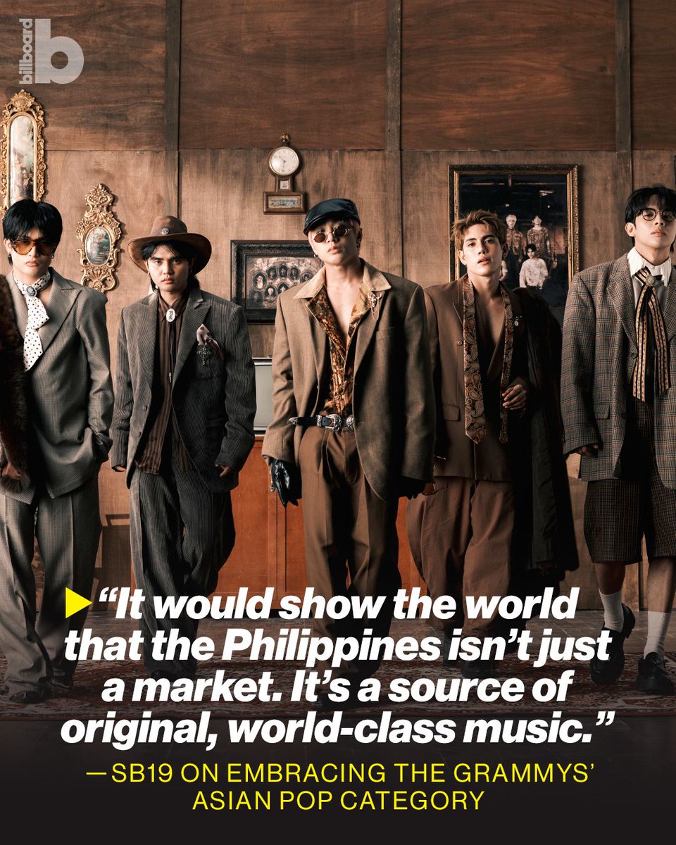 billboard's tweet photo. As several high-profile K-pop acts sit out the 2027 Grammys, SB19 — one of P-pop's biggest stars — shares why they decided to enter the 2027 Grammys.

Read more: https://t.co/rc2UtP81CL https://t.co/REvAo8lT8m