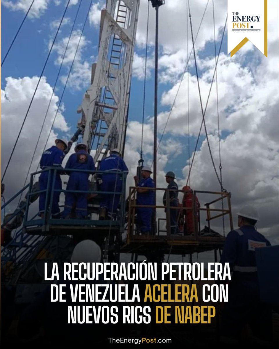 TheEnergyPost_'s tweet photo. 🇺🇸🇻🇪‼️ | La recuperación petrolera de Venezuela gana impulso con la llegada de nuevos equipos de perforación. NABEP está desplegando 11 rigs de workover y dos de perforación para acelerar la producción, que ya alcanzó los 200.000 barriles diarios. La compañía apunta a superar el millón de barriles diarios con un programa de inversión de 100.000 millones de dólares.