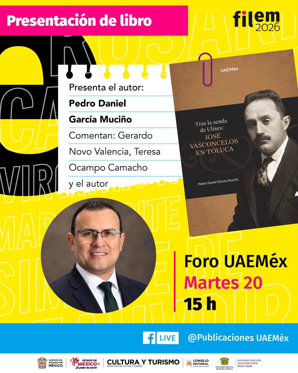 Filem_Mx's tweet photo. 📚✨ Te invitamos a acompañarnos a la presentación de extraordinarias novedades editoriales. Descubre las voces, reflexiones y hallazgos de la #Filem2026
Del 16 al 24 de octubre 👉 https://t.co/dVhxIwJrHa

#libros #Presentaciones #Autores #Autoras https://t.co/Ukjg6jSM6U