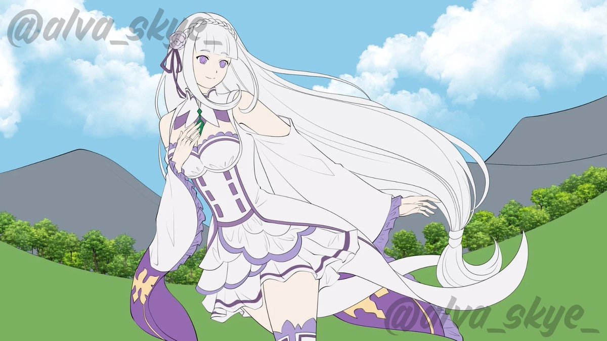Alva_Skye_'s tweet photo. She belongs to a world where flowers bloom with magic and the wind remembers her emilia from Re-zero🥰🌺
Done this artwork for my client let me know how is it looking everyone 

#AnimeArt #AnimeAesthetic #AnimeGirl #FantasyArt #artshare #artmoots #rezero #artsbyalva #commission https://t.co/zDoWTkY3Iu