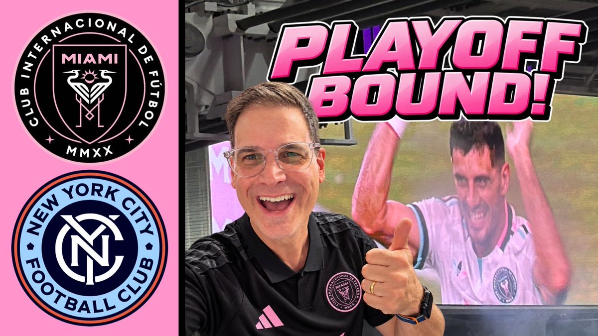 FutbolMiamiTV's tweet photo. In the @MLS playoffs! Join @Pieter_Brown on our latest Game Day Vlog! @InterMiamiCF defeat @newyorkcityfc 2-0! All goals and whatnots ensue.
Get your #InterMiamiCF gear at @Canes_Wear 
🎥:
https://t.co/qEu02V2zkO https://t.co/27OwMKSv3v