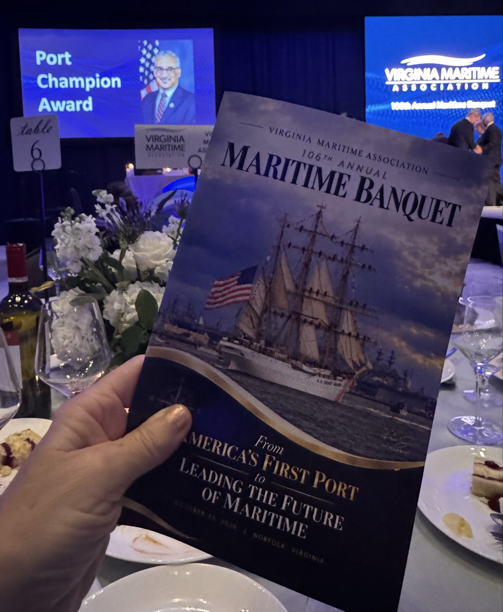 shelly_simonds's tweet photo. Recognized tonight for his commitment to the Port of Virginia, @BobbyScott said โIโm glad we completed the wider, deeper, safer project to guarantee that our Port is a leader for years to come.โ #VMA26 @VAMaritime https://t.co/2BZGCwPJXE