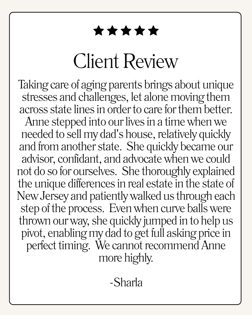 AnneMarieHopkin's tweet photo. I’m beyond grateful for every client who allows me to be part of their journey! 
Thinking about buying or selling? Let’s connect! 
#AnneHopkinsRealtor #ClientReview #SouthJerseyRealtor #NewJerseyRealEstate #FiveStarReview #BerkshireHathawayHomeServices #FoxAndRoach #YourNJRealtor https://t.co/OswVQ6tuHb