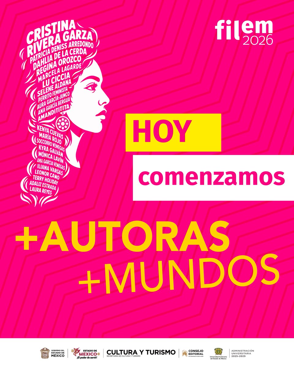 Filem_Mx's tweet photo. Abran sus agendas, preparen su curiosidad y déjense llevar por las letras, porque juntos escribiremos este capítulo 12. Las páginas de la FILEM cobrarán vida gracias a cada uno de ustedes.

📍Plaza de los Mártires, Toluca, Edo. de México • 16 al 24 de octubre • ENTRADA LIBRE https://t.co/jkz6Y3IMRg