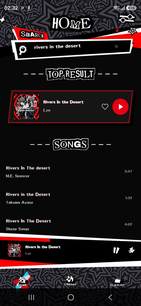 NikaDudi's tweet photo. Very Important Update 2 🎵🟥
- The app can now stream music through YouTube, which means it's no longer limited to local mp3 files!
- bunch of visual upgrades to menus to closer resemble P5
- sfx for buttons, switches, and page transitions
- new animations
- 1/3 🧵 https://t.co/fafzkIo3Js