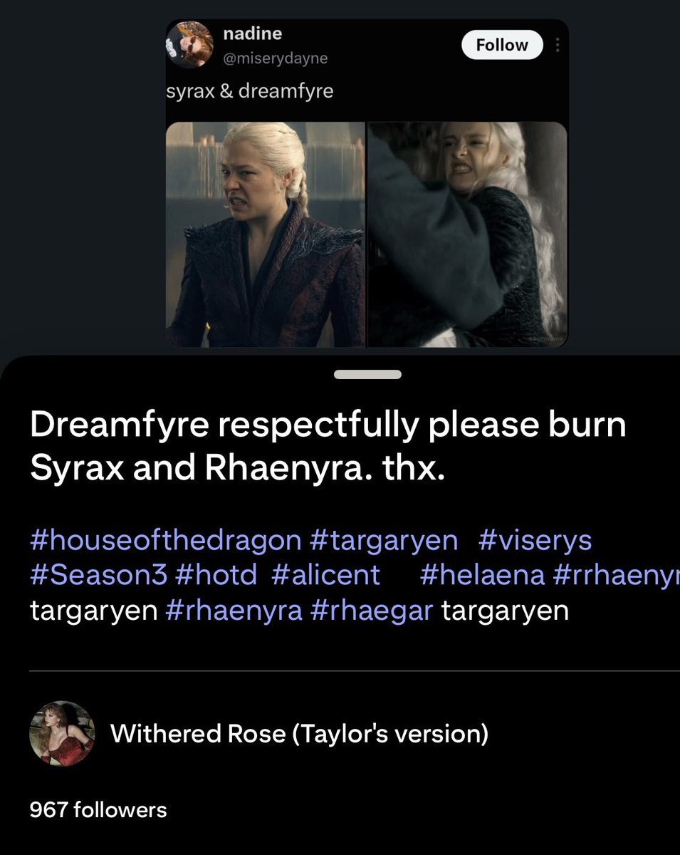 syraxseastar's tweet photo. this stupid account is always there every time i open pinterest… also, what the fuck did syrax do?! well, i guess fuck sunfyre for every disgusting thing aegon has done and is going to do https://t.co/8FsF0OU6y2