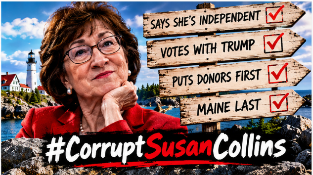 realTuckFrumper's tweet photo. CQ Roll Call found Collins supported Trump’s position about 95% of the time in 2025. She also broke with him on several major votes. “Independent voice” is ultimately a claim voters can measure against the actual roll call. #CorruptSusanCollins https://t.co/JcY72Ye1lk