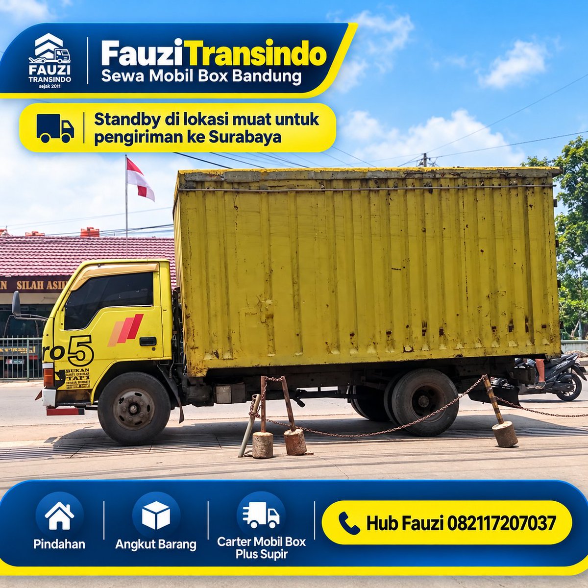 fauzitransindo's tweet photo. Standby di lokasi muat untuk pengiriman Bandung → Surabaya 🚚
Sewa mobil box + sopir untuk kebutuhan angkut barang dari Bandung ke dalam maupun luar kota.
📲 WhatsApp: https://t.co/Ck1uJgoiTu
#BandungSurabaya #MobilBoxBandung #FauziTransindo https://t.co/7Et1tGEeHo