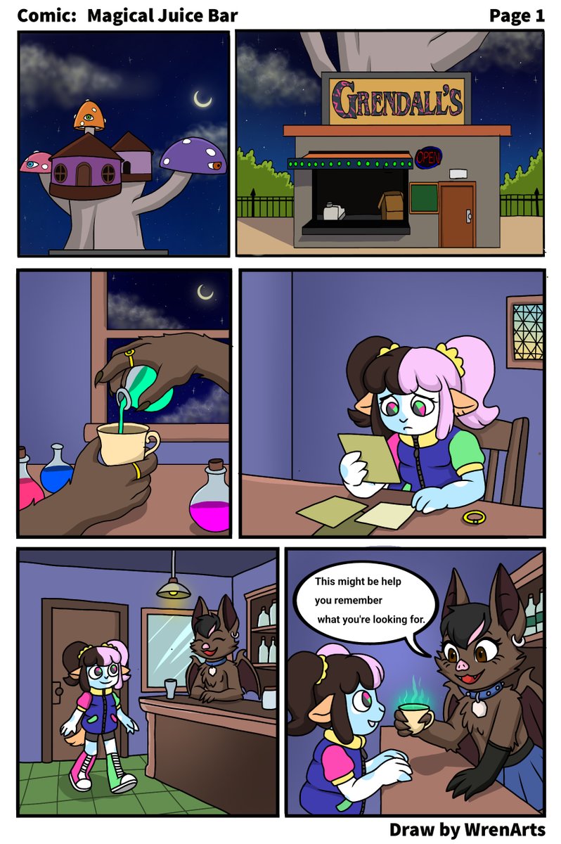 Wren_Arts's tweet photo. A cozy, heartwarming fantasy comic commission about memory, friendship, and love for Clo on Newgrounds!!  

Grendall and Dolly both belongs to Clo!!  
#furryart #comic #commissionㅤ #anthro #memories

Page 1 of 5 https://t.co/RSICul7N6M