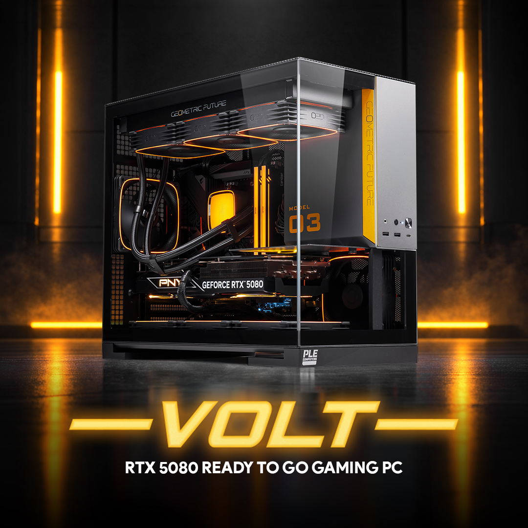 PLEComputers's tweet photo. Meet the PLE Volt RTX 5080 Ready To Go Gaming PC.  🔥
Built to deliver a serious jolt of gaming power⚡

Specs 👇
⚡ AMD Ryzen 7 9800X3D
🎮 NVIDIA GeForce RTX 5080 16GB
🚀 32GB DDR5 RAM

Ready to power up? 🔌
https://t.co/9rICXPIc8J https://t.co/5QZrVumhbj