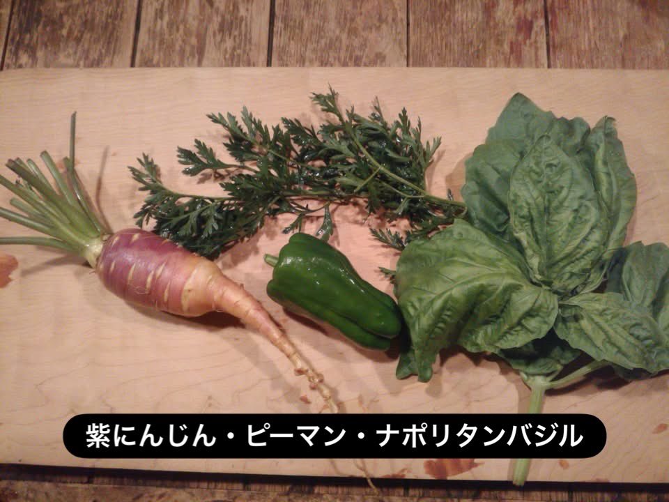 leaves_p's tweet photo. リーブスのまかない🍴

菌ちゃん農法実験中の友人ご夫婦の作品🥕
ナポリタンバジルはトマトソースにコクとなんともいわれぬ
セクシーな香りで、美味しいパスタになります！
スープにもコクが出てとっても美味しくなります

おいしい！感謝 https://t.co/LWBi9OvbMG