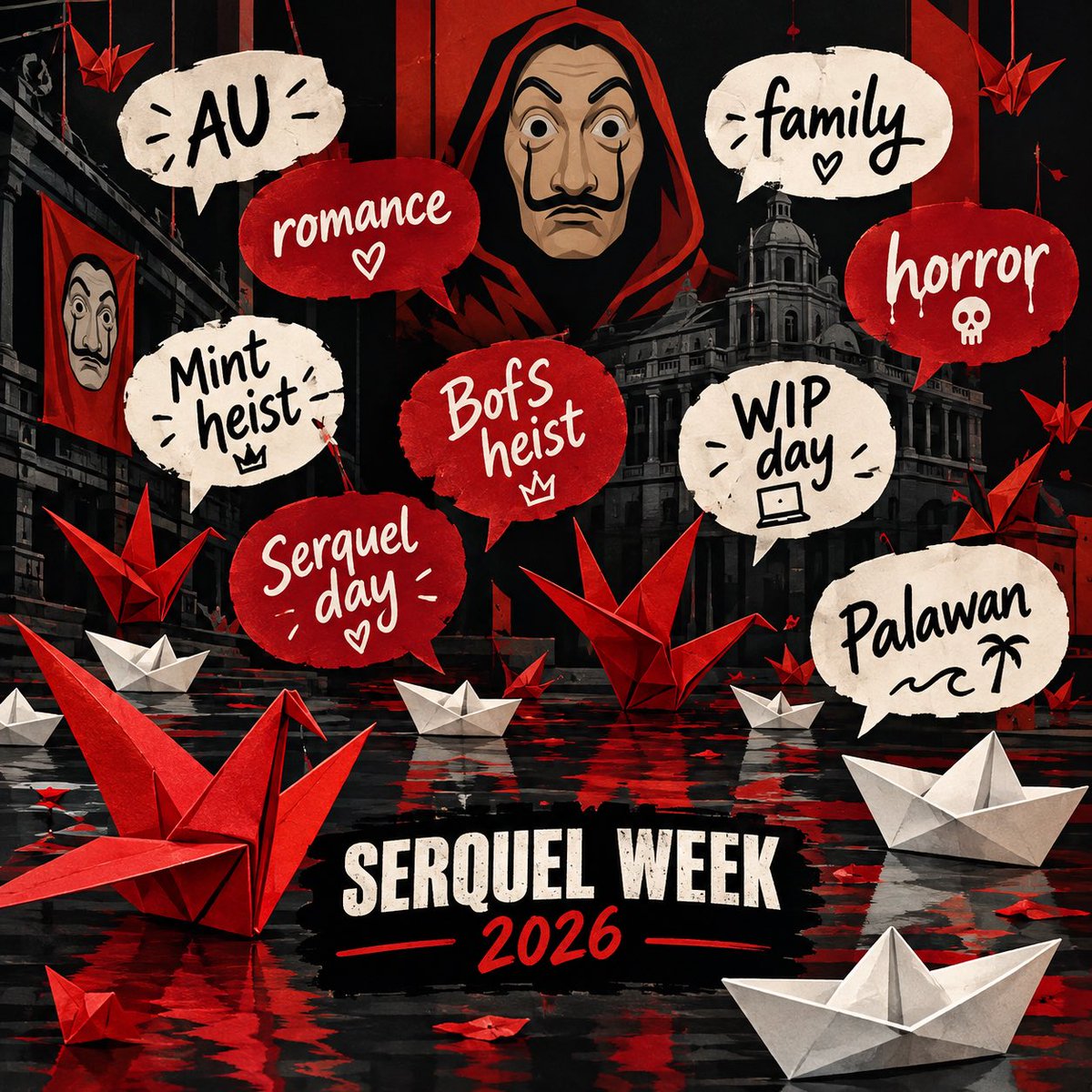TheProfsPJs's tweet photo. SerquelWeek2026 is almost here!
Writers, I’d suggest posting anytime between Tues 20th to Tues 27th with SerquelDay (23rd) in the middle.
Tag your fic with #SerquelWeek2026 and add any themes (suggestions below).
Readers: please support writers by kudos and sending COMMENTS! https://t.co/adMoUFjKUa