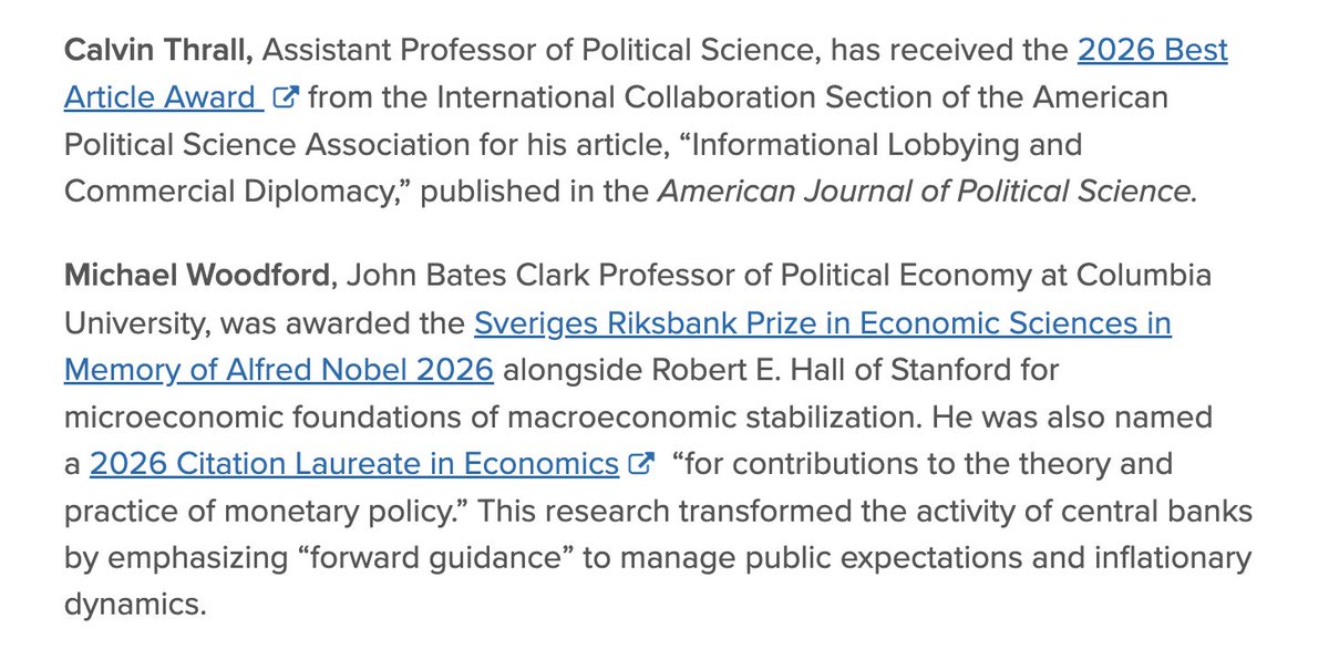 calvinthrall's tweet photo. I hate teaching at @Columbia. You finally sneak an achievement into the faculty news roundup and the guy next to you in the alphabet wins the Nobel. https://t.co/BimEQ6T3os