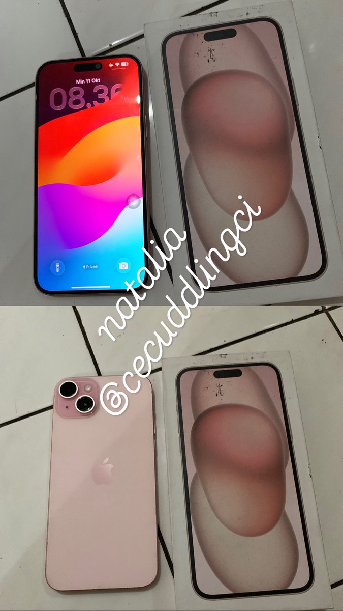 cecuddIingci's tweet photo. aku jual iphone 15 plus 128gb inter

bh 86% (masih awet dan cuma ngecharge 2 kali sehari)
full set sama box nya
semua ori dan masih berfungsi normal
wifi only (simlock)
pengiriman manual
6.5jt (nego tipis)
selective

t. wtb wts iphone https://t.co/ixpnGAin6n