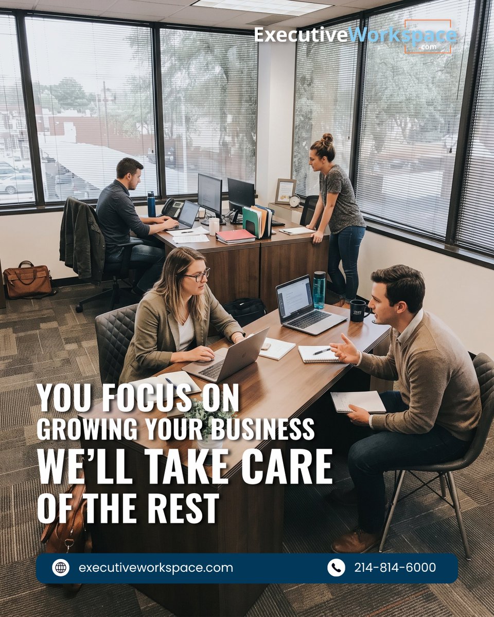 executivework_'s tweet photo. Scale your business, not your overhead! Get all-inclusive Team Offices across 11 DFW &amp; Austin locations starting at $350/person:

✅ Flexible terms (M2M–24 mos)
✅ Move-in ready
✅ Receptionist, meeting rooms &amp; amenities
👉 https://t.co/lF8KYoec9J | 📞 214-814-6000 #DFWBusiness https://t.co/FPPnhtfOjM