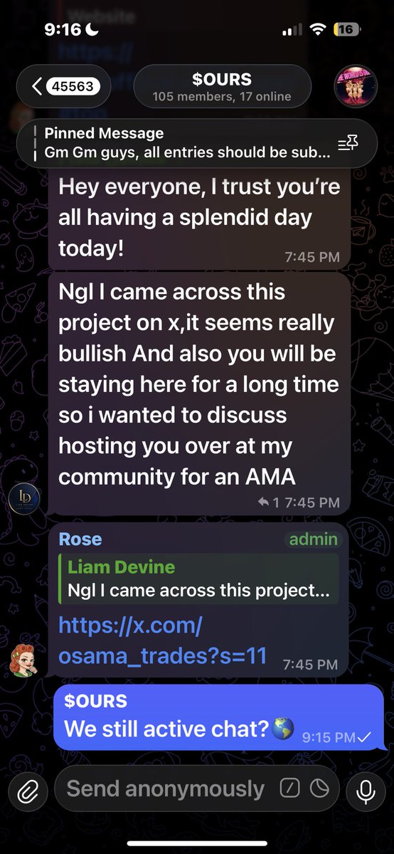 osama_trades's tweet photo. big milestones for the community today love yall $OURS family live still on for today don’t miss your opportunity going live hopefully no later than 11pm est tonight https://t.co/Rc5t0JfKWn