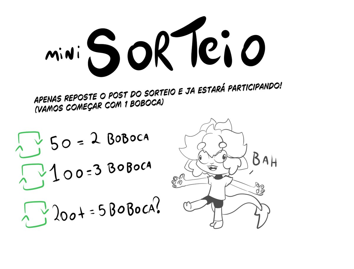 Dangunowo's tweet photo. Como forma de agradecimento aos meus seguidores, estarei fazendo um pequeno sorteio de desenho boboca até dia 30/10 (Irei sortear no dia 01/11).
Apenas da um repost nesse post e já vai estar participando!
Quanto mais repostarem, mais chances de ser sorteado e mais sorteados! https://t.co/cBTr8bJ6Vh