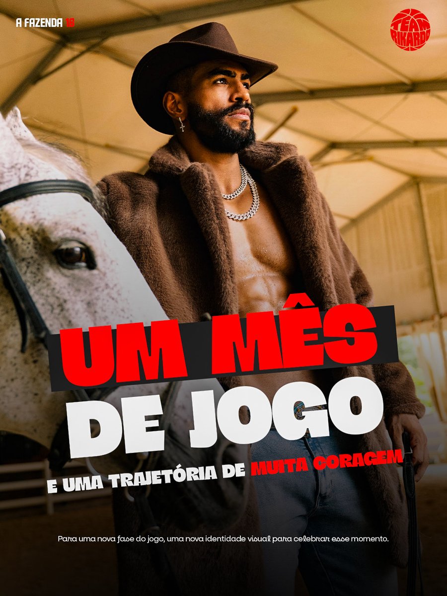 OficiallRikardo's tweet photo. UM MÊS DE PROGRAMA! 🤠 Um mês de muita história, desafios, aprendizados, momentos marcantes e emoções que já fazem parte da trajetória do Rikardo em #AFazenda18. 

Ainda tem muita coisa pela frente e queremos vocês com a gente em cada capítulo dessa caminhada! 💪🏾 #TeamRikardo https://t.co/bDwbdUz0d5