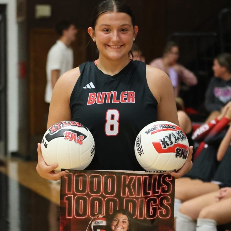 ButlerHSBears's tweet photo. Congratulations to seniors Kylee Dubray and Tandee Hiser for their milestone accomplishments.  Last week, Kylee tallied her 1000th career kill and 1000th career dig.  Tandee tallied her 1500th career kill. https://t.co/77653KAOTA
