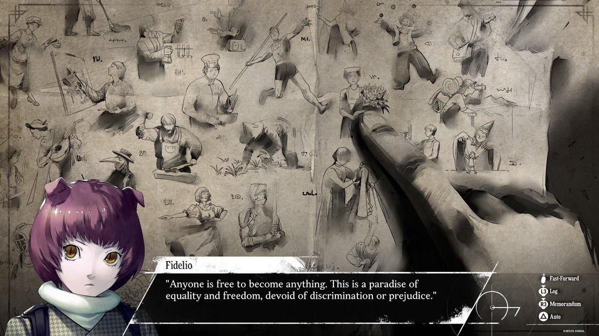 Soraismyson's tweet photo. Already said in martira this utopia segment is my second favorite, but a really good case of foreshadowing for how much hythlodaeus views the past through rose tinted glasses is the random plague doctor at the bottom left as if that was a respectable profession 😭. https://t.co/6OV1e22pEo