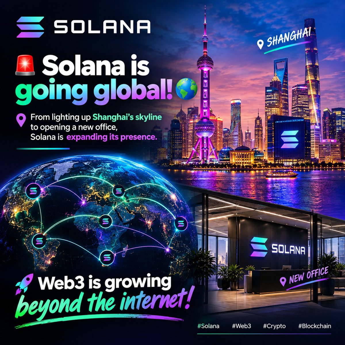 IsaacWebAudit's tweet photo. 🚨 Solana is going global! 🌍☀️

From lighting up Shanghai’s skyline to opening a new office, Solana is expanding its presence. 🇨🇳

Web3 is growing beyond the internet! 🚀
#Solana #Web3 #Crypto #Blockchain https://t.co/CNR9711MHf