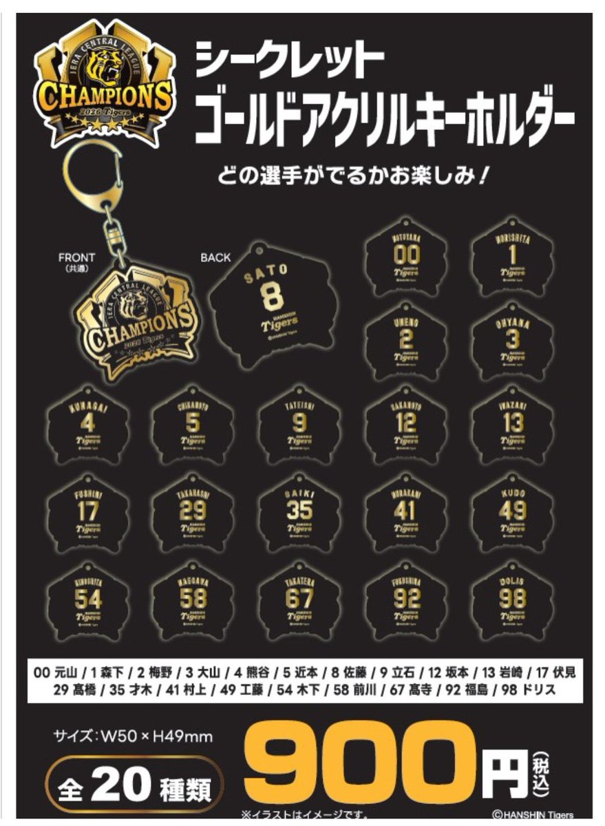 menma_attach's tweet photo. 阪神タイガース 
シークレット ゴールドアクリルキーホルダー

譲)福島
求) 髙寺

16.17甲子園現地交換可能です🙆‍♀️
お気軽にお声掛けください！ https://t.co/s4S0cutwJT