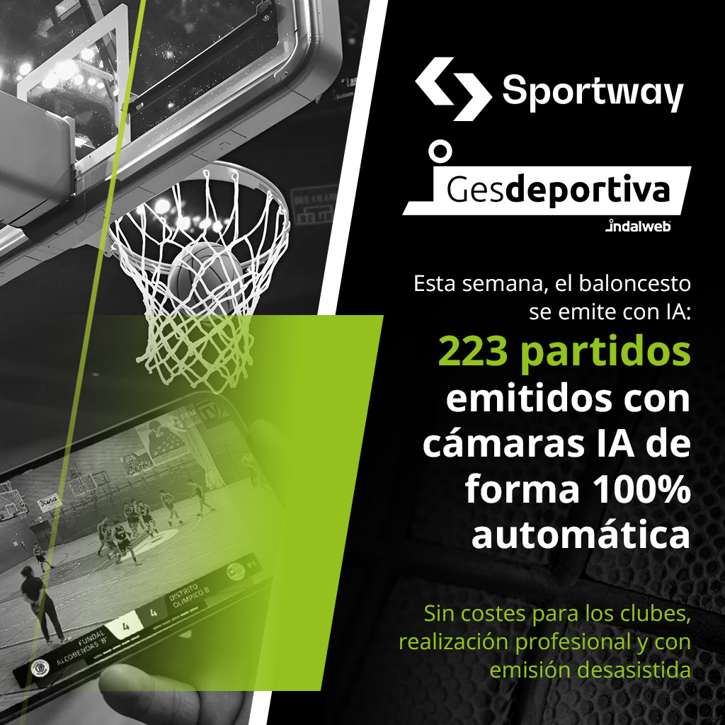 gesdeportiva's tweet photo. ¡Esta semana, el baloncesto se emite solo! Gracias a la integración de Sportway y Gesdeportiva, 223 partidos contarán con transmisión por IA de las Federaciones de Madrid @FBMadrid  y Andalucía @FAB_Andaluza 

#SportTech #IA #DeporteBase #IA #Streaming #Gesdeportiva #Sportway https://t.co/R6uw2a4piD