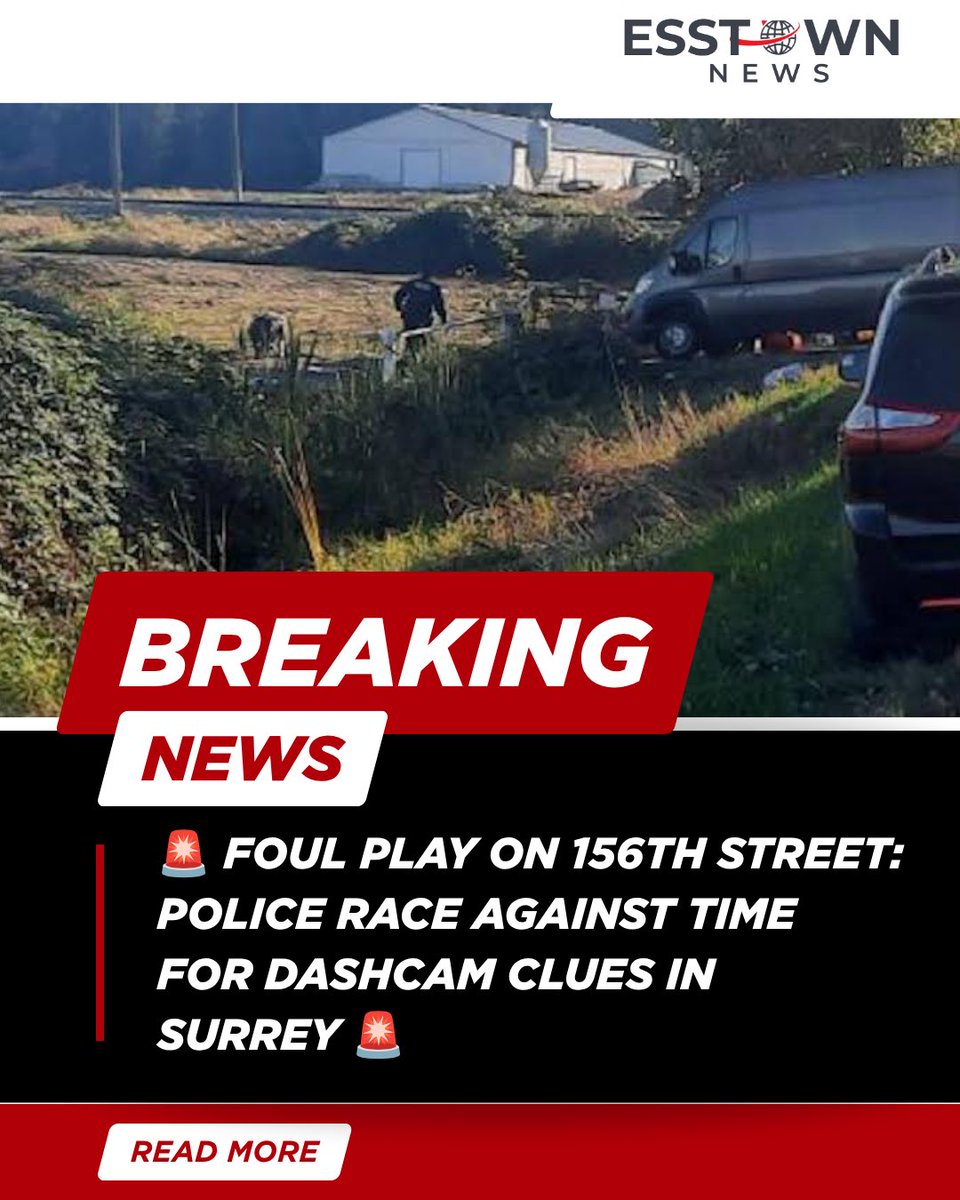 ESSTOWN's tweet photo. π¨ Foul Play on 156th St: IHIT needs your help! A body was found in the 6100-block of 156 St, Surrey. Drove or walked there between Oct 8-14? Check your dashcams! Call 1-877-551-4448 to report footage. Please RT to spread the word. #SurreyBC #IHIT #SurreyNews https://t.co/nFnLsjUobn