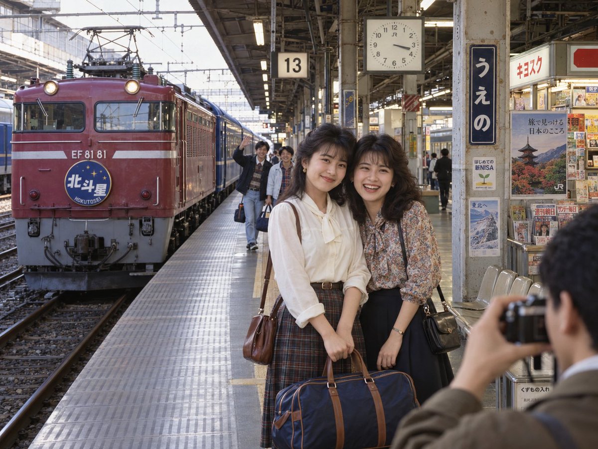 kirin_labo's tweet photo. 昭和の上野駅。寝台特急「北斗星」で旅へ。

令和がひとつ紛れています。
見つけてみてね！ https://t.co/cVV82TvPkI