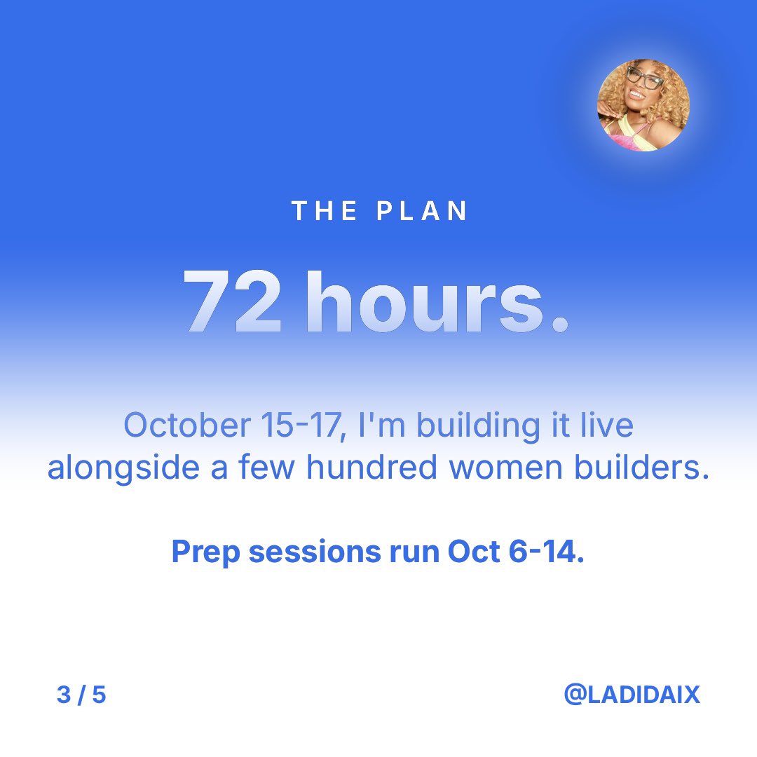 ladidaix's tweet photo. Thank you God for another day of unlimited possibilities ✨

And for my acceptance into @Lovable’s all women buildathon #SheBuilds 🤩💖 

We have 72 hours to turn an idea into a working app. As you can imagine, mine ties together music and social media.

DM me to give it a spin! https://t.co/1ViRhwY1lj