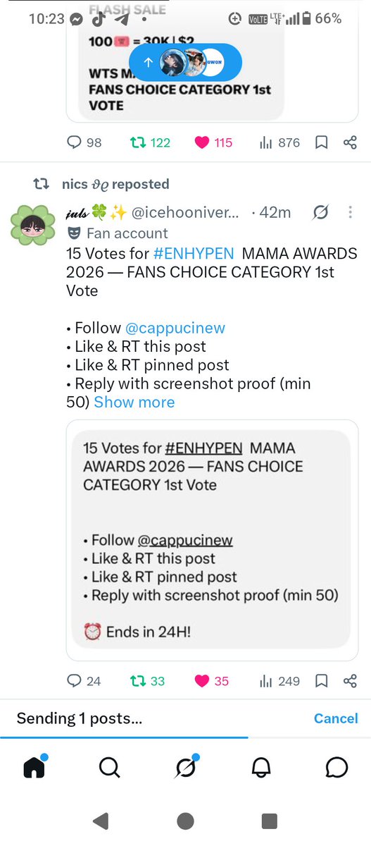 Sunshinek9n6's tweet photo. @icehooniverse_ @cappucinew #ENHYPEN ON #2026MAMAVOTE https://t.co/PKmmDRZDWy