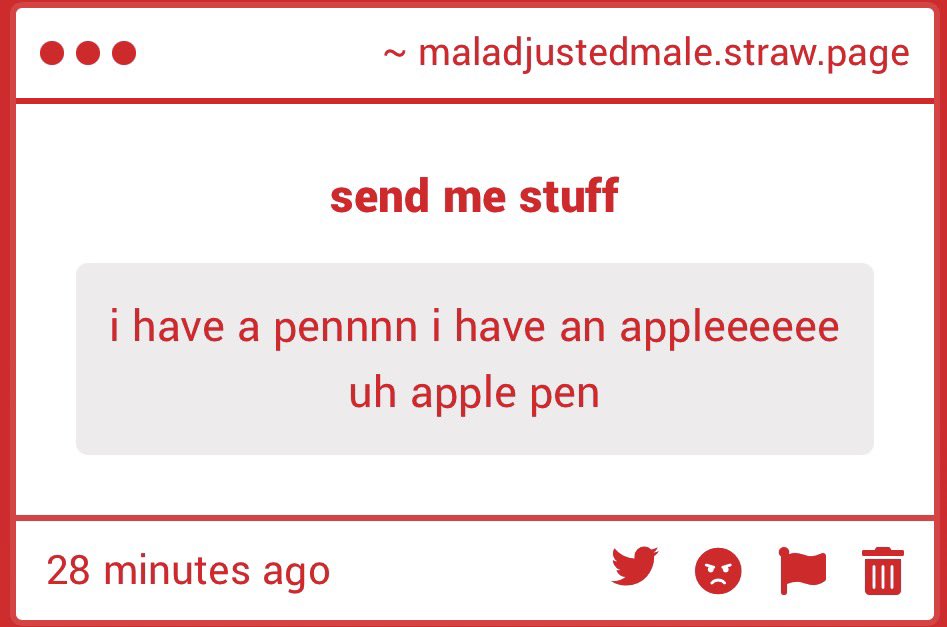 maladjustedmale's tweet photo. pineapple pennn... Uhhh PenPineappleApplePen 🖊️🍍🍎🖊️
https://t.co/bcGKVubcok https://t.co/1p29lZO8Ly