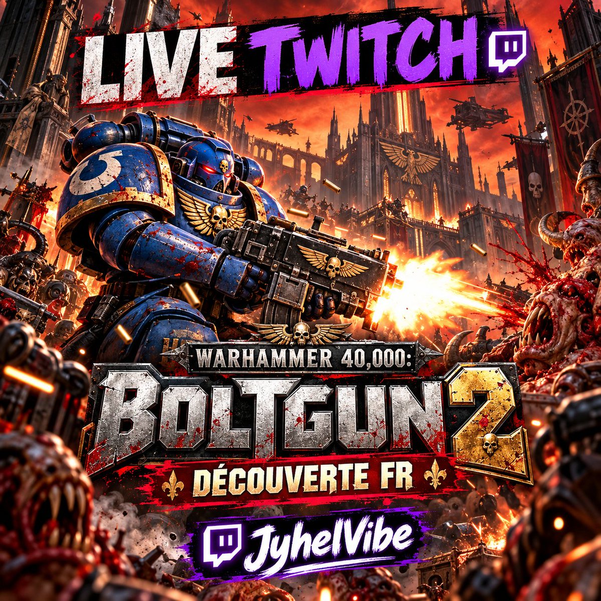 JyhelVibe's tweet photo. 🔴 LIVE sur Twitch ! ⚔️
💀 Découverte de Warhammer 40,000: Boltgun 2 !
🔥 Du bolter, des démons et du carnage !
👉 https://t.co/r4h6iaysip
#Boltgun2 #TwitchFR https://t.co/GkDZCMbvUl