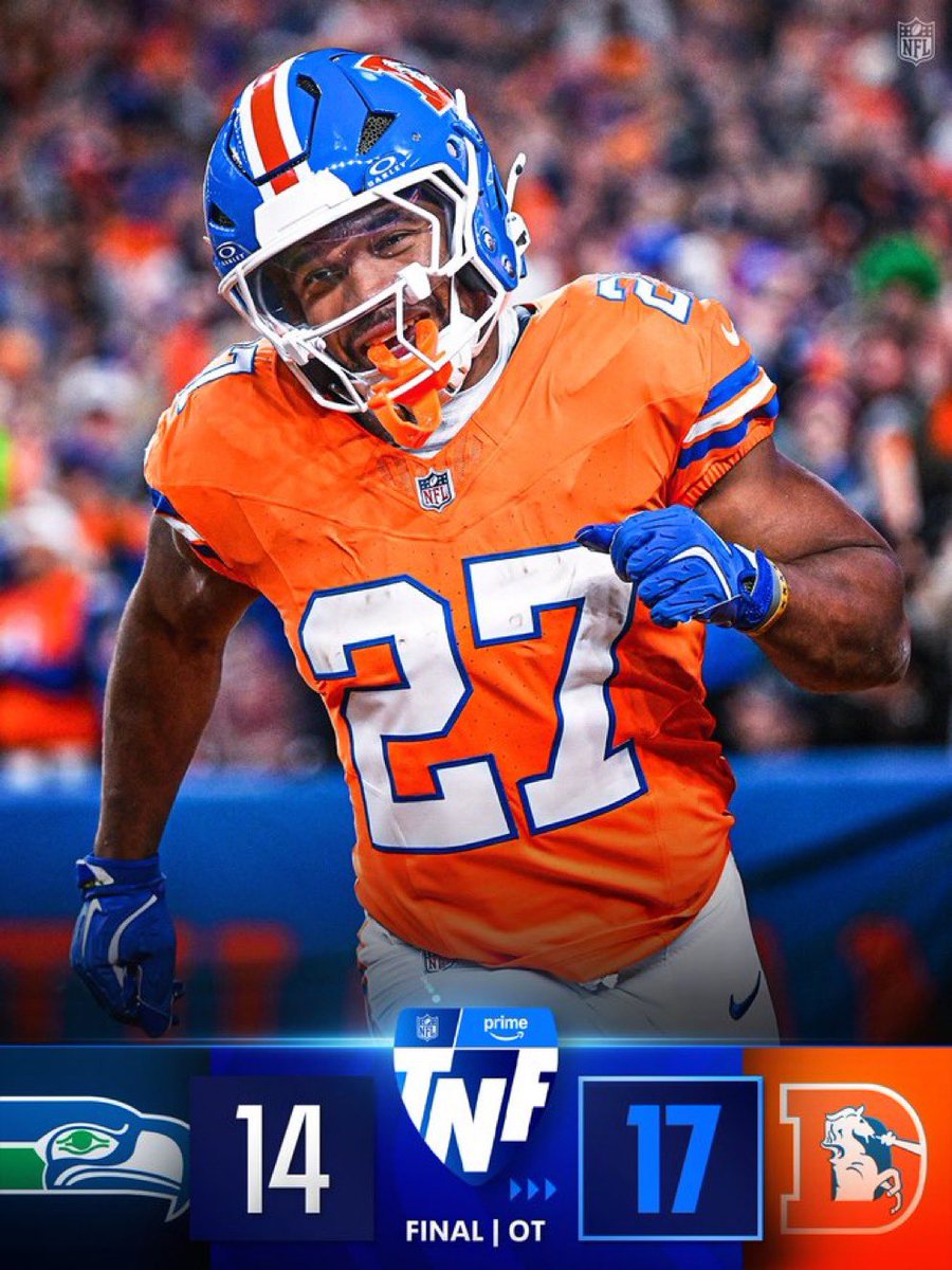 Jc15Jorge's tweet photo. @EndRevista La defensiva de los Broncos guió al equipo a la victoria en tiempo extra sobre los Seahawks:
- 2 Intercepciones 
- 9 pases defendidos
- 5 sacks
- 17 golpes al quarterback 
- 14 puntos permitidos https://t.co/dAnrnvpCVe