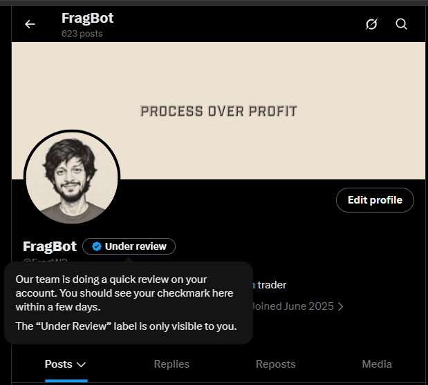 FragW3's tweet photo. Dear @X team ot's been a week; the checkmark is under review. It takes only max 1 hour to verify whether a profilr os legit or a bot. I don't know what's taking you guys so long to verify it XD https://t.co/MWqvCcwOFU