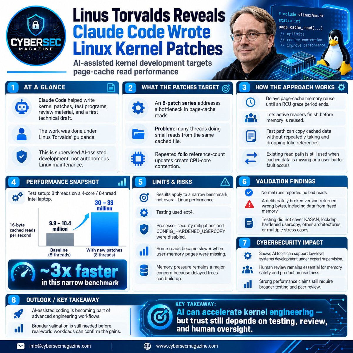CyberSecMagazin's tweet photo. Linus Torvalds Uses Claude Code to Help Build Linux Kernel Patches https://t.co/eNb8r1pPta