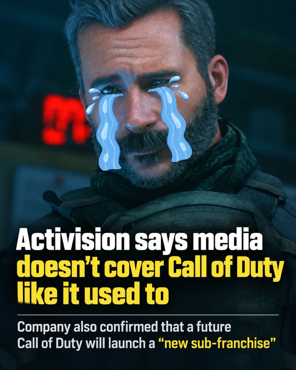 GameBoostCom's tweet photo. Activision's CMO says Call of Duty has been around so long that people forget how much work goes into it.

He pointed to roughly 4,500 people working on it, 500 million copies sold and 100 million free-to-play players.

Activision has also confirmed that a future Call of Duty will launch a "new sub-franchise" and that the "foundations are already laid".