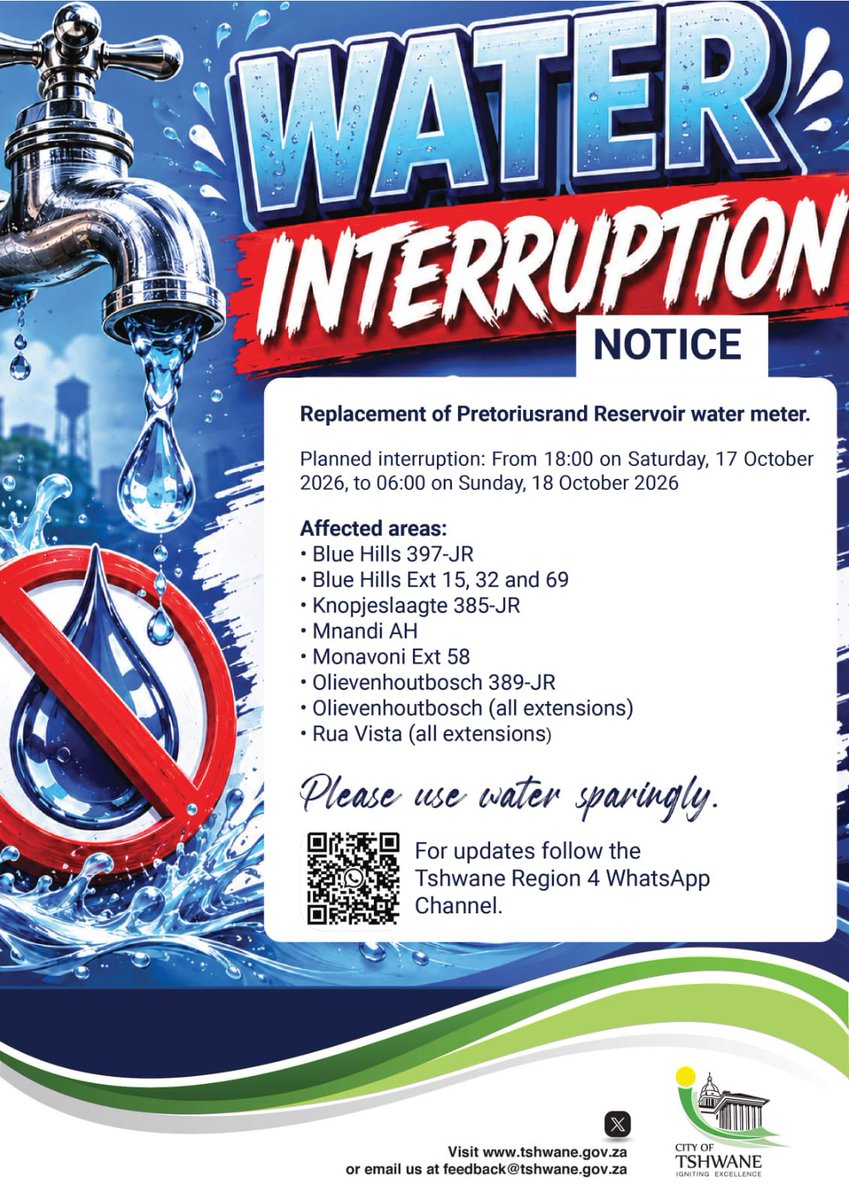 CityTshwane's tweet photo. #WaterInterruption
Pretoriusrand Reservoir water meter replacement. https://t.co/o6ap4HnQjS