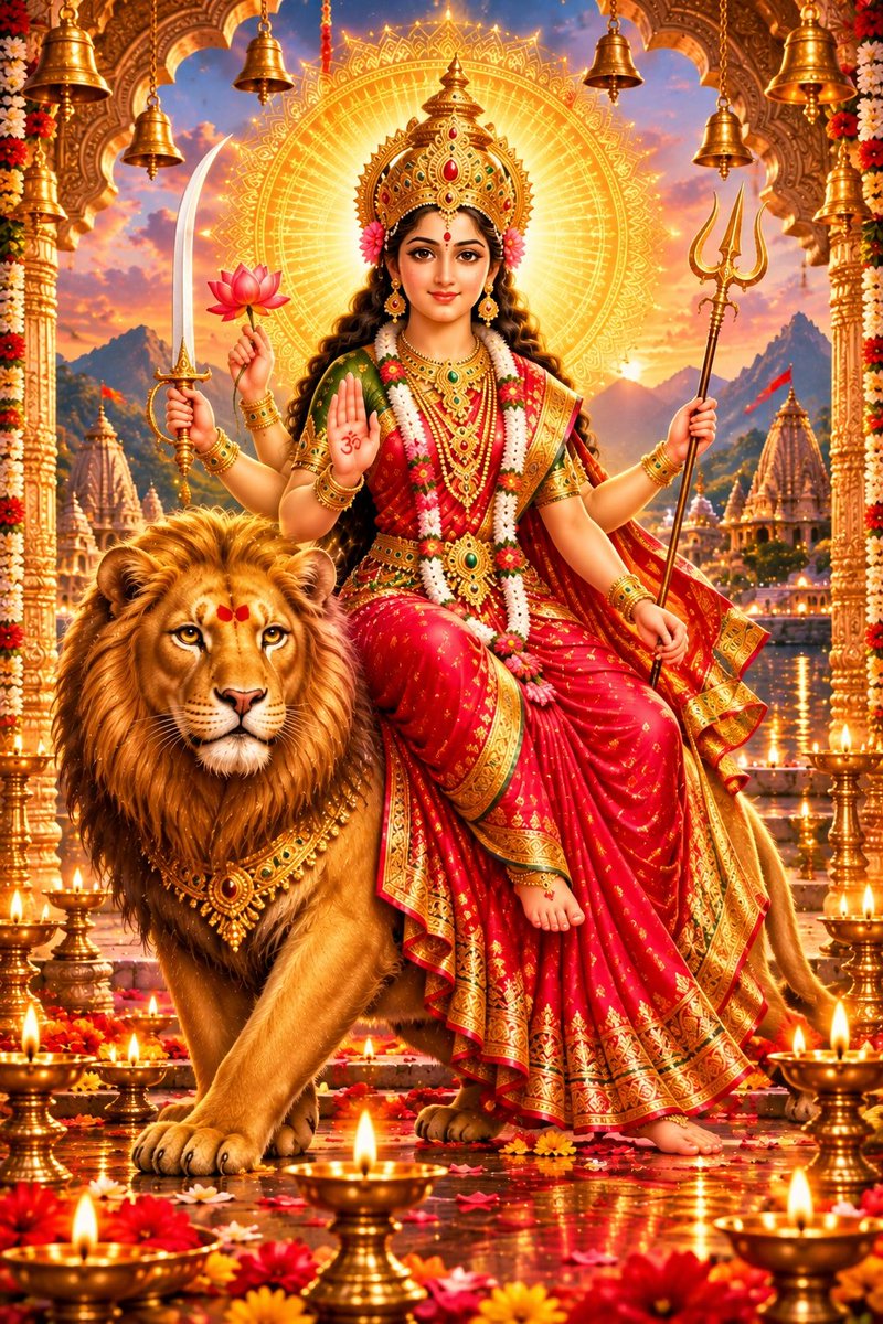 chellam_sir_op's tweet photo. 🙏🌺 Happy Navratri – Day 6! 🌺🙏

May Maa Katyayani bless you and your family with fearlessness, strength, courage, and victory. May her divine protection remove every obstacle and fill your life with happiness, peace, and success.

🦁 Jai Maa Katyayani!
🪷Jai Jai Ambe Jai Jagdambe Mata! 🪷

#Navratri2026
#godmorning‌friday