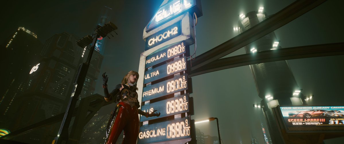 kiddbanditpro's tweet photo. playing cyberpunk 2077 to get ready for edgerunners 2 and unfortunately, gas prices in the real world are somehow higher than in this fictional dystopia. https://t.co/1qr8wARsYy