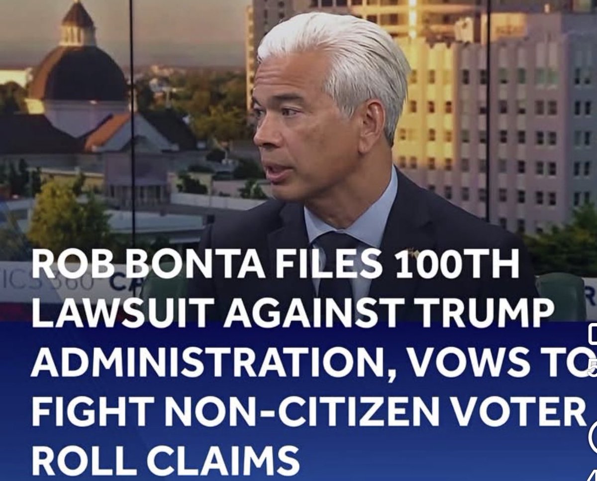 nettermike's tweet photo. California Attorney General Rob Bonta announced the filing of the 100th lawsuit against the Trump administration, targeting a Department of Homeland Security directive that allows Immigration and Customs Enforcement (ICE) to conduct enforcement at or near courthouses.
The cost to us has been around 30 million 
Has he actually WON any outright?