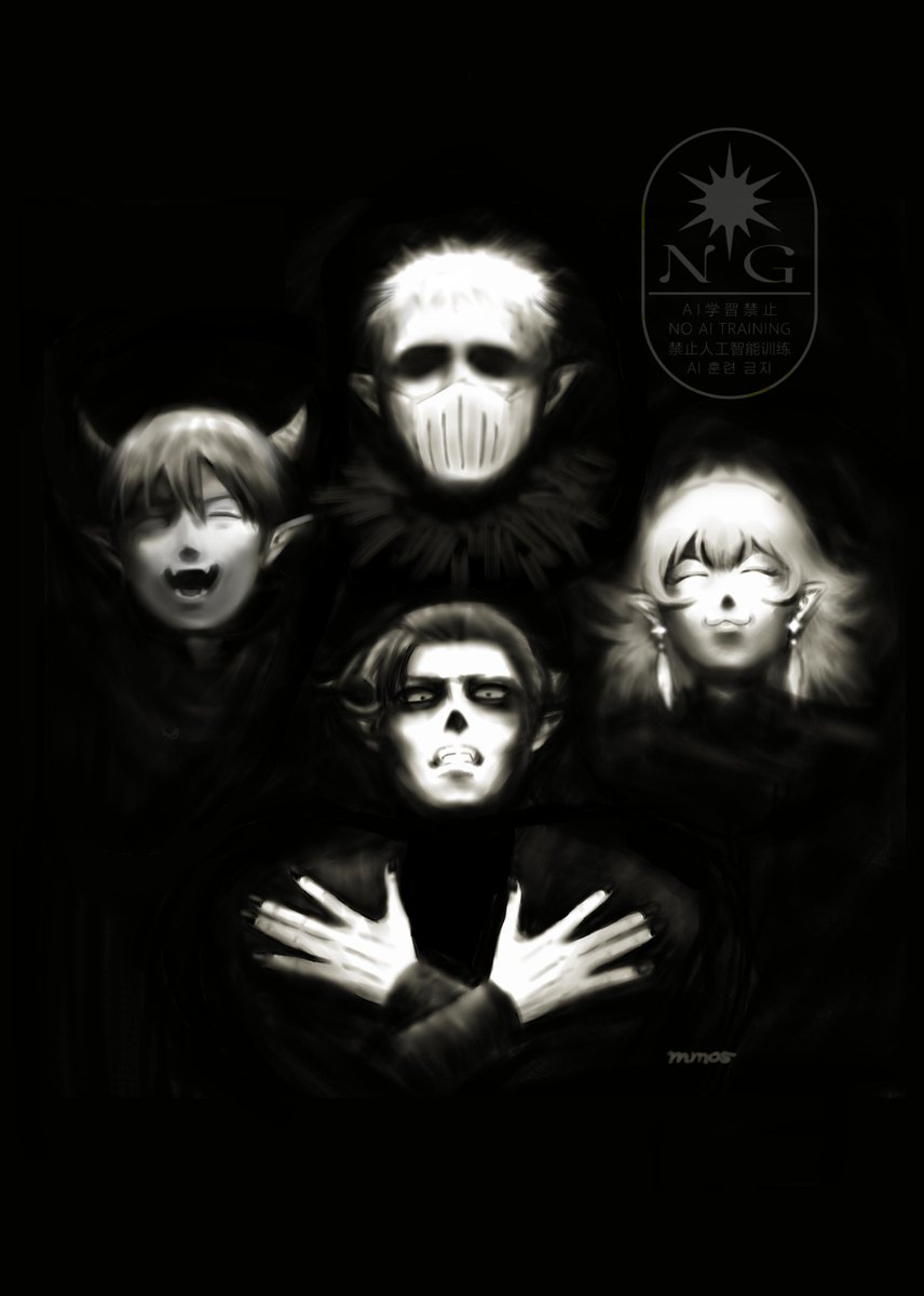 mamemameos's tweet photo. 46億年前に描いた今回の4人組があったので恥を忍んで再掲します https://t.co/8akAfB6JoC